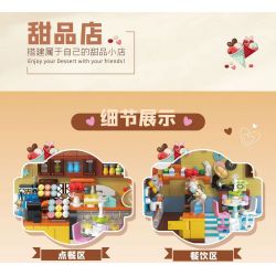 ZHEGAO DZ6026 6026 non  CỬA HÀNG MÓN TRÁNG MIỆNG bộ đồ chơi xếp lắp ráp ghép mô hình Girl DESSERT SHOP Con Gái 638 khối