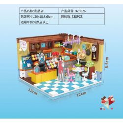 ZHEGAO DZ6026 6026 non  CỬA HÀNG MÓN TRÁNG MIỆNG bộ đồ chơi xếp lắp ráp ghép mô hình Girl DESSERT SHOP Con Gái 638 khối