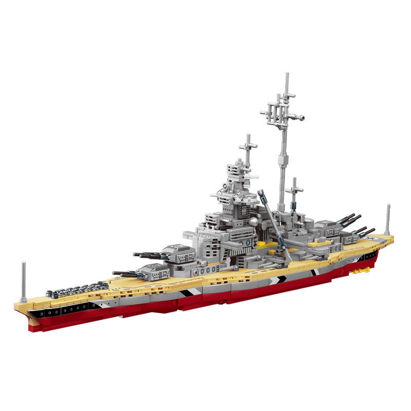 LEYI 82003 non  LỚP THIẾT GIÁP HẠM BISMARCK bộ đồ chơi xếp lắp ráp ghép mô hình Military Army BISMARCK CLASS BATTLESHIP Quân Sự Bộ Đội 1608 khối