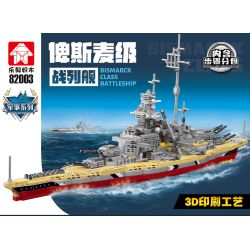 LEYI 82003 non  LỚP THIẾT GIÁP HẠM BISMARCK bộ đồ chơi xếp lắp ráp ghép mô hình Military Army BISMARCK CLASS BATTLESHIP Quân Sự Bộ Đội 1608 khối