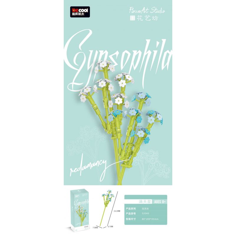Decool 52040 Jisi 52040 non  XƯỞNG HOA GYPSOPHILA bộ đồ chơi xếp lắp ráp ghép mô hình Flowers FLOWERART STUDIO