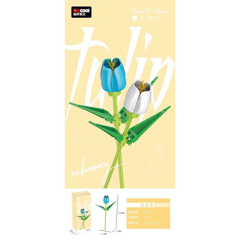 Decool 52035 52036 Jisi 52035 52036 non  WORKSHOP HOA TULIP PHIÊN BẢN NGỌC TRAI TRONG SUỐT bộ đồ chơi xếp lắp ráp ghép mô hình Flowers FLOWERART STUDIO