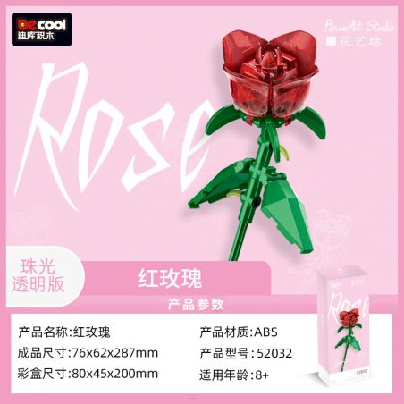 Decool 52032 52033 52034 Jisi 52032 52033 52034 non  HOA HỒNG WORKSHOP PHIÊN BẢN NGỌC TRAI TRONG SUỐT bộ đồ chơi xếp lắp ráp ghép mô hình Flowers FLOWERART STUDIO