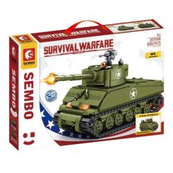 SEMBO 207008 non  XE TĂNG HẠNG TRUNG M4 bộ đồ chơi xếp lắp ráp ghép mô hình Military Army Quân Sự Bộ Đội 649 khối