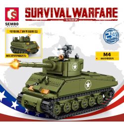 SEMBO 207008 non  XE TĂNG HẠNG TRUNG M4 bộ đồ chơi xếp lắp ráp ghép mô hình Military Army Quân Sự Bộ Đội 649 khối