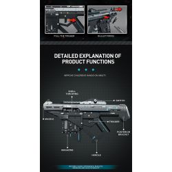 REOBRIX 77007 non  SÚNG NỔ PHÓNG bộ đồ chơi xếp lắp ráp ghép mô hình  EJECTION BURST GUN SUBMACHINE Kỹ Thuật Công Nghệ Cao Mô Hình Phương Tiện 1508 khối