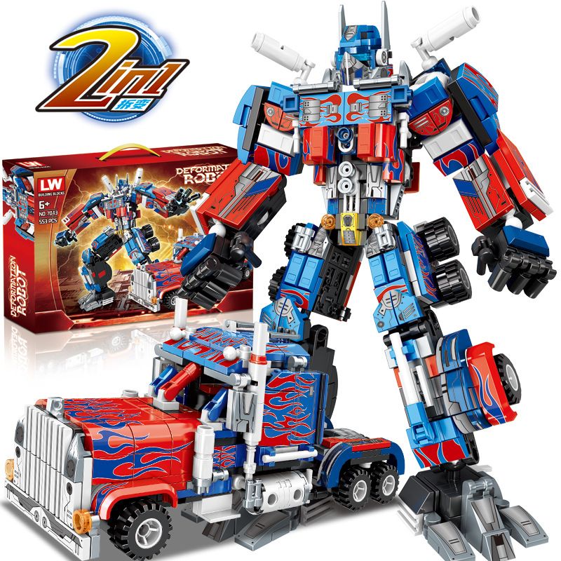 LW 7043 non  ROBOT PHÁ HỦY OPTIMUS PRIME bộ đồ chơi xếp lắp ráp ghép mô hình Transformers DEFORMATION ROBOT Robot Đại Chiến Người Máy Biến Hình 553 khối