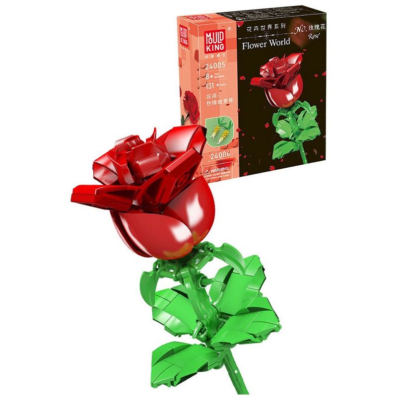 MouldKing 24005 Mould King 24005 non  HOA HỒNG bộ đồ chơi xếp lắp ráp ghép mô hình Flowers FLOWER WORLD ROSE 131 khối