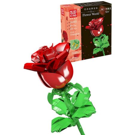 MouldKing 24005 Mould King 24005 non  HOA HỒNG bộ đồ chơi xếp lắp ráp ghép mô hình Flowers FLOWER WORLD ROSE 131 khối