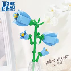 ZHEGAO DS1009 1009 non  HOA CHUÔNG XANH bộ đồ chơi xếp lắp ráp ghép mô hình 89 khối