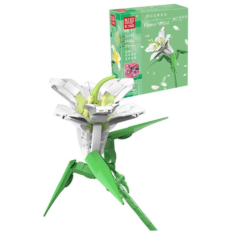 MouldKing 24001 Mould King 24001 non  HOA LOA KÈN bộ đồ chơi xếp lắp ráp ghép mô hình Flowers FLOWER WORLD LILY 178 khối