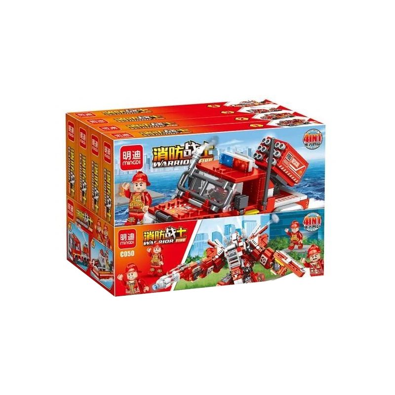 MINGDI C050 non  LÍNH CỨU HỎA bộ đồ chơi xếp lắp ráp ghép mô hình Fire Rescure 1067 khối