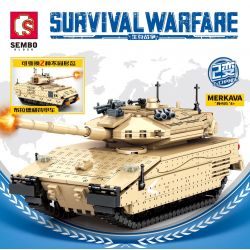 SEMBO 207005 non  XE TĂNG CHIẾN ĐẤU CHỦ LỰC MERKAVA 4 bộ đồ chơi xếp lắp ráp ghép mô hình Military Army SURVIVAL WARFARE MERKAVA MAIN BATTLE TANK Quân Sự Bộ Đội 659 khối