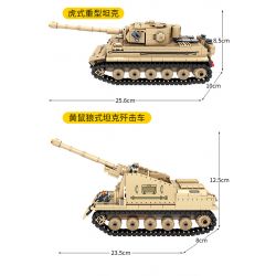 SEMBO 207006 non  XE TĂNG HẠNG NẶNG HỔ bộ đồ chơi xếp lắp ráp ghép mô hình Military Army SURVIVAL WARFARE PANZERKAMPFWAGEN AUSF.E TIGER Quân Sự Bộ Đội 597 khối