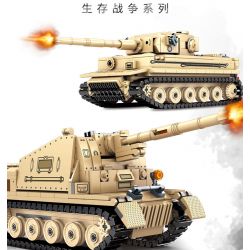 SEMBO 207006 non  XE TĂNG HẠNG NẶNG HỔ bộ đồ chơi xếp lắp ráp ghép mô hình Military Army SURVIVAL WARFARE PANZERKAMPFWAGEN AUSF.E TIGER Quân Sự Bộ Đội 597 khối