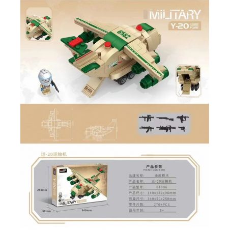 Decool 61006 Jisi 61006 non  MÁY BAY VẬN TẢI Y-20 bộ đồ chơi xếp lắp ráp ghép mô hình Military Army MILITARY Y-20 PLANE Quân Sự Bộ Đội 270 khối
