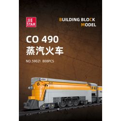 JIESTAR 59021 non  CHESAPEAKE VÀ OHIO RAILROAD ĐẦU MÁY HƠI NƯỚC HUDSON SỐ 490 bộ đồ chơi xếp lắp ráp ghép mô hình Creator Expert CO 490 STEAM TRAIN Chuyên Gia Sáng Tạo 808 khối