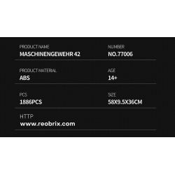 REOBRIX 77006 non  SÚNG MÁY ĐA NĂNG MG-42 bộ đồ chơi xếp lắp ráp ghép mô hình Gun MASCHINENGEWEHR 42 1886 khối