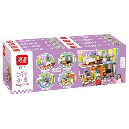 MINGDI K215 non  TỔ HỢP NHÀ DIY 4 bộ đồ chơi xếp lắp ráp ghép mô hình Creator DIY CABIN Sáng Tạo 751 khối