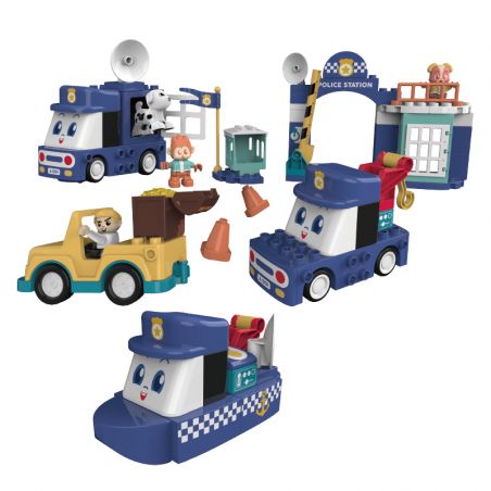 JAKI BT0003-1 0003-1 non  SỞ CẢNH SÁT LỐC XOÁY bộ đồ chơi xếp lắp ráp ghép mô hình 58 khối