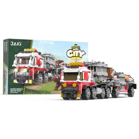 JAKI JK9217 9217 non  XE CỨU HỘ ĐỘNG VẬT RỪNG bộ đồ chơi xếp lắp ráp ghép mô hình City HELLO CITY SAFARI ANIMALS RESCUE TEAM Thành Phố