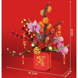 SEMBO 605028 605037 non  HOA HỒNG LỄ HỘI ĐÈN LỒNG RUYI bộ đồ chơi xếp lắp ráp ghép mô hình Chinese Traditional Festivals Lễ Hội Cổ Truyền 908 khối