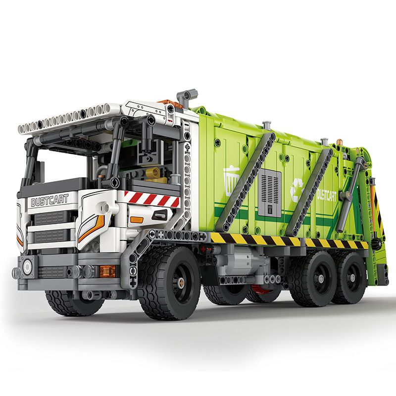 REOBRIX 22022 non  XE RÁC NÉN bộ đồ chơi xếp lắp ráp ghép mô hình  COMPRESSED GARBAGE TRUCK Kỹ Thuật Công Nghệ Cao Mô Hình Phương Tiện 1488 khối