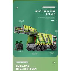 REOBRIX 22022 non  XE RÁC NÉN bộ đồ chơi xếp lắp ráp ghép mô hình  COMPRESSED GARBAGE TRUCK Kỹ Thuật Công Nghệ Cao Mô Hình Phương Tiện 1488 khối