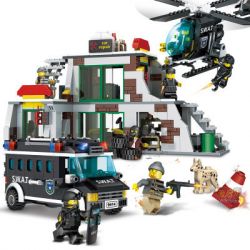 GUDI 9414 non  SWAT ĐỘT KÍCH HANG ??? KHỦNG BỐ bộ đồ chơi xếp lắp ráp ghép mô hình City Thành Phố 703 khối