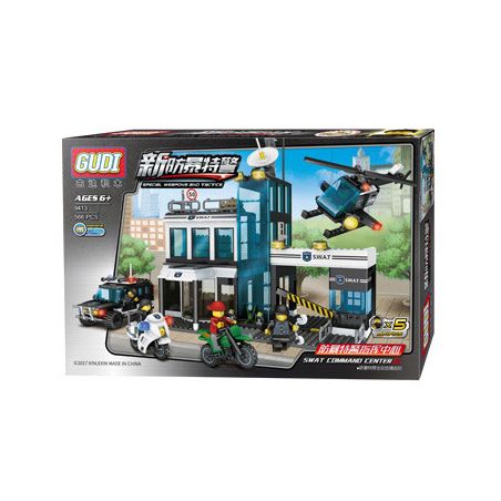 GUDI 9413 non  TRUNG TÂM CHỈ HUY CẢNH SÁT ĐẶC BIỆT CHỐNG CHÁY NỔ bộ đồ chơi xếp lắp ráp ghép mô hình 556 khối