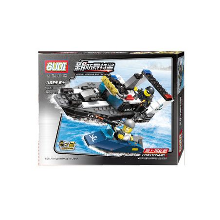 GUDI 9409 non  THUYỀN CHỐNG BUÔN LẬU bộ đồ chơi xếp lắp ráp ghép mô hình 166 khối