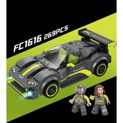 FORANGE FC1616 1616 non  SIÊU XE CỰC NHANH MÀU XÁM LÙI bộ đồ chơi xếp lắp ráp ghép mô hình Mini Racing Pacemaker Đua Xe Mini 269 khối