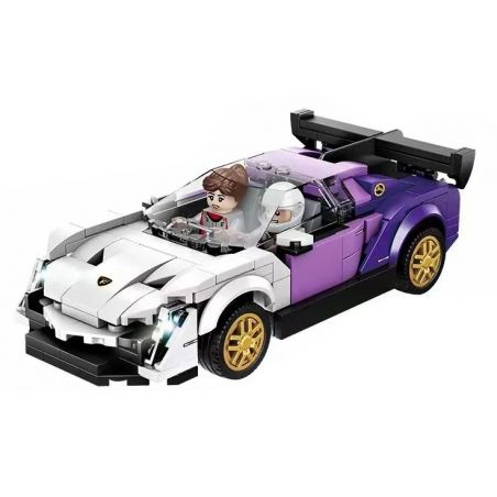 FORANGE FC1615 1615 non  SIÊU XE CỰC NHANH MÀU TÍM LÙI bộ đồ chơi xếp lắp ráp ghép mô hình Mini Racing Pacemaker Đua Xe Mini 269 khối