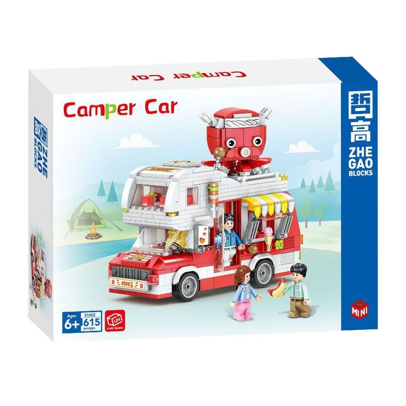 ZHEGAO 01002 non  NGƯỜI CẮM TRẠI BẠCH TUỘC bộ đồ chơi xếp lắp ráp ghép mô hình City CAMPER CAR Thành Phố 615 khối