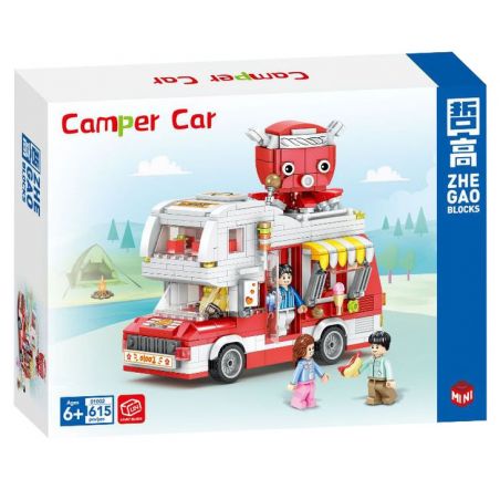 ZHEGAO 01002 non  NGƯỜI CẮM TRẠI BẠCH TUỘC bộ đồ chơi xếp lắp ráp ghép mô hình City CAMPER CAR Thành Phố 615 khối