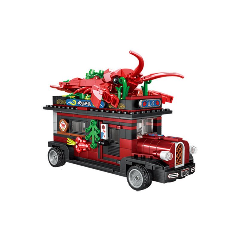 ZHEGAO 01000 non  XE TÔM HÙM bộ đồ chơi xếp lắp ráp ghép mô hình City LOBSTER CAR Thành Phố 610 khối