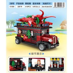 ZHEGAO 01000 non  XE TÔM HÙM bộ đồ chơi xếp lắp ráp ghép mô hình City LOBSTER CAR Thành Phố 610 khối