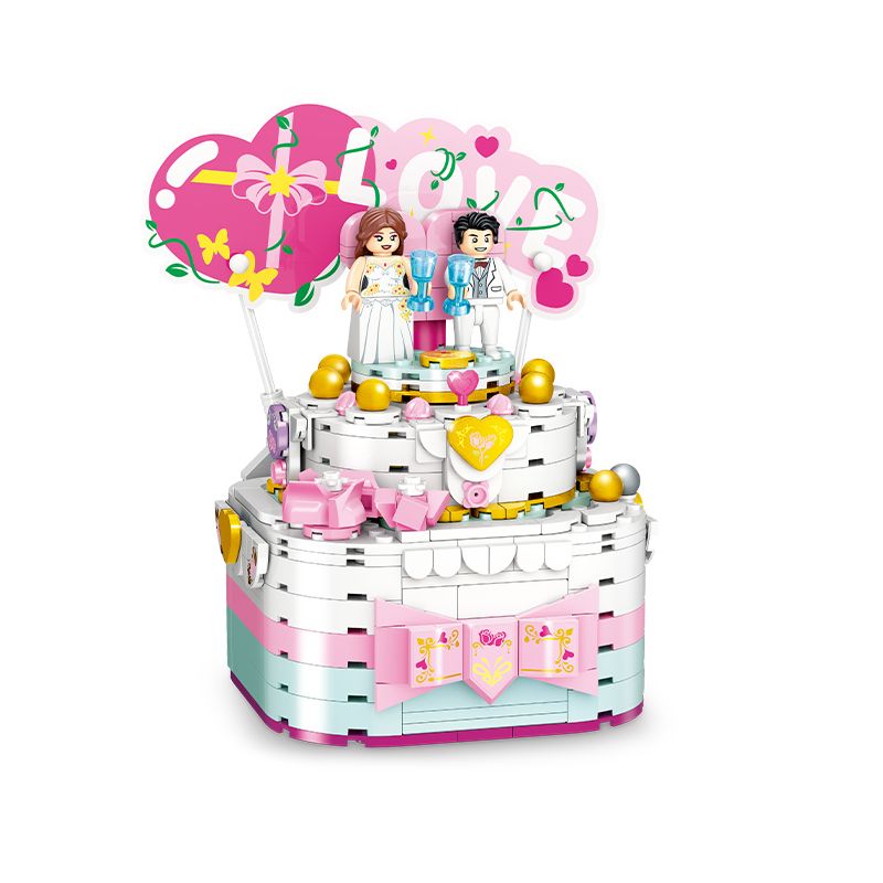 GUDI 50001 non  HỘP NHẠC BÁNH CƯỚI bộ đồ chơi xếp lắp ráp ghép mô hình Creator Sáng Tạo 334 khối