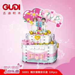 GUDI 50001 non  HỘP NHẠC BÁNH CƯỚI bộ đồ chơi xếp lắp ráp ghép mô hình Creator Sáng Tạo 334 khối