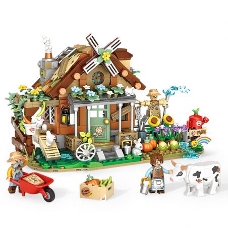 LOZ 1281 non  NÔNG TRẠI bộ đồ chơi xếp lắp ráp ghép mô hình City FARM HOUSE Thành Phố 899 khối
