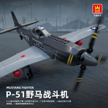 WANGE 4006 non  MÁY BAY CHIẾN ĐẤU P-51 MUSTANG bộ đồ chơi xếp lắp ráp ghép mô hình Military Army MUSTANG FIGHTER Quân Sự Bộ Đội 258 khối