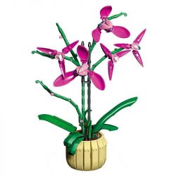 DK 3009 non  HOA LAN HỒ ĐIỆP ĐỎ bộ đồ chơi xếp lắp ráp ghép mô hình Flowers COLD ORCHID 608 khối