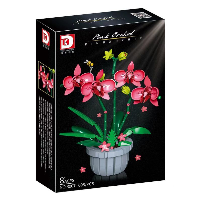 DK 3007 non  LAN HỒ ĐIỆP HỒNG bộ đồ chơi xếp lắp ráp ghép mô hình Flowers PINK ORCHID Hoa 698 khối