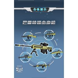 GUDI 40302 non  SÚNG TRƯỜNG BẮN TỈA BARRETT 5 TỔ HỢP bộ đồ chơi xếp lắp ráp ghép mô hình Gun 491 khối