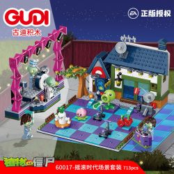 GUDI 60017 non  BỘ CẢNH THỜI KỲ ĐỒ ĐÁ bộ đồ chơi xếp lắp ráp ghép mô hình Plants Vs Zombies Hoa Quả Nổi Giận 713 khối