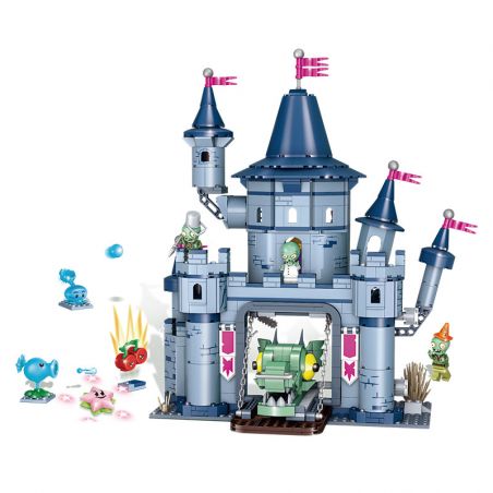 GUDI 60018 non  BỘ LÂU ĐÀI ZOMBIE bộ đồ chơi xếp lắp ráp ghép mô hình Plants Vs Zombies Hoa Quả Nổi Giận 761 khối