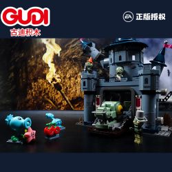GUDI 60018 non  BỘ LÂU ĐÀI ZOMBIE bộ đồ chơi xếp lắp ráp ghép mô hình Plants Vs Zombies Hoa Quả Nổi Giận 761 khối