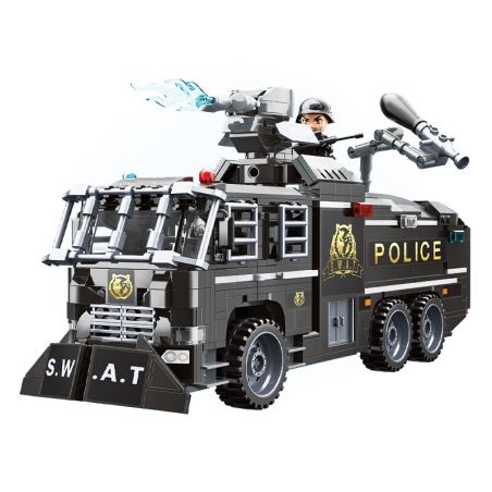 Enlighten 11018 Qman 11018 non  XE VÒI RỒNG CHỐNG BẠO ĐỘNG bộ đồ chơi xếp lắp ráp ghép mô hình City Thành Phố 847 khối