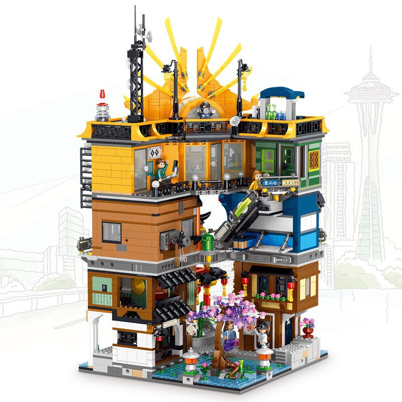 ZHEGAO 00982 non  THÀNH PHỐ HỒNG KÔNG bộ đồ chơi xếp lắp ráp ghép mô hình Modular Buildings HONGKONG CITY Mô Hình Nhà Cửa 4184 khối