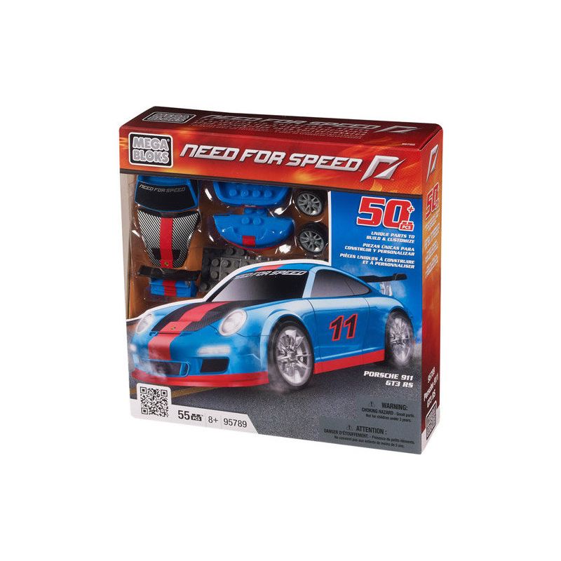 MEGA BLOKS 95789 non  PORSCHE 911 GT3 tỷ lệ 1:38 bộ đồ chơi xếp lắp ráp ghép mô hình Need For Speed NEED FOR SPEED PORSCHE 911 GT3 55 khối
